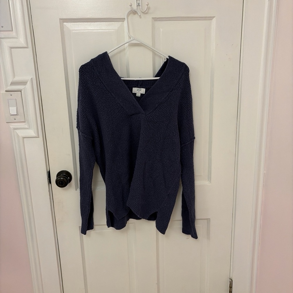 American Eagle Outfitters Deep Blue V-Neck Sweater